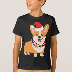 Christmas Corgi Dog mit Weihnachtsmannmütze und We T-Shirt