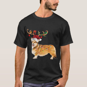 Christmas Corgi Dog Weihnachtslicht Weihnachtsmann T-Shirt