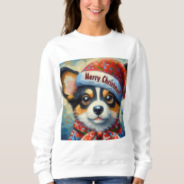 Christmas Corgi Dog Welpe mit Weihnachtsmannmütze Sweatshirt