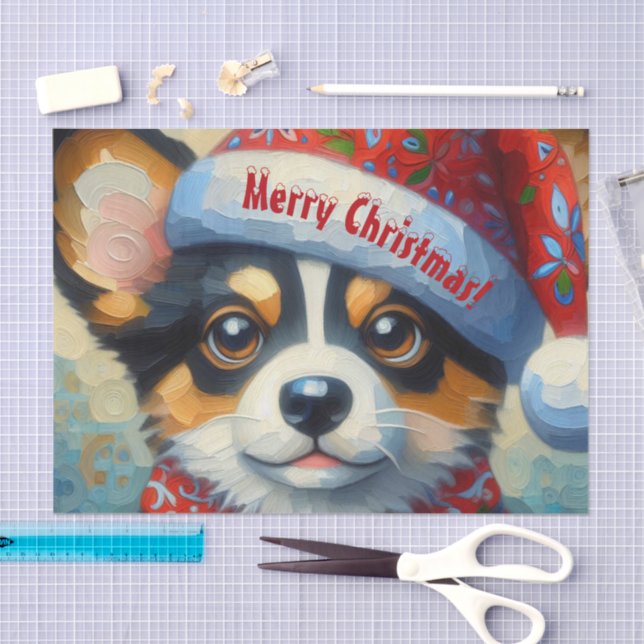 Christmas Corgi Dog Welppy Decoupage Seidenpapier (Handwerk)