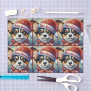 Christmas Corgi Dog Welppy Decoupage Seidenpapier