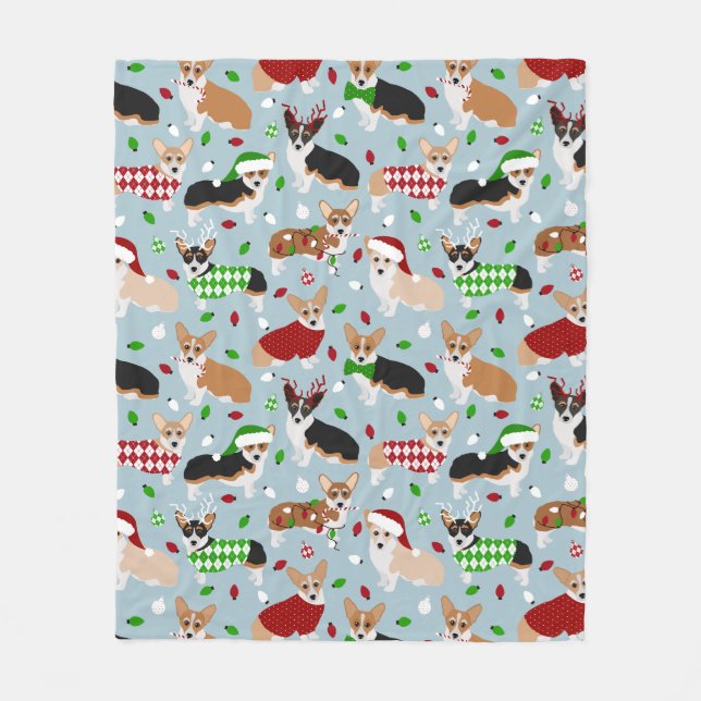 Christmas Corgi Dogs Fleece Blanket (Vorderseite)