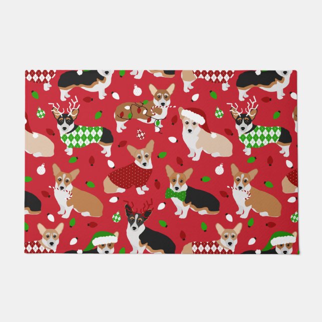 Christmas Corgi Dogs Fußmatte (Vorderseite)
