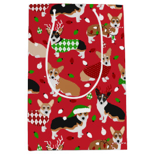 Christmas Corgi Dogs Mittlere Geschenktüte