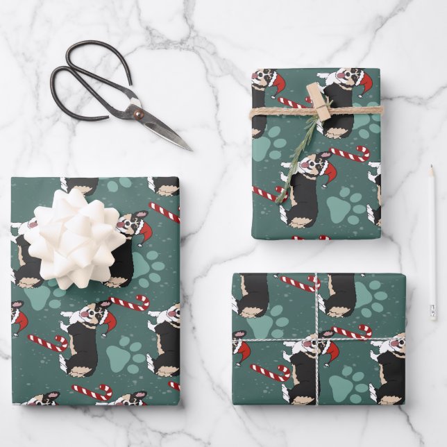 Christmas Corgi Geschenkpapier Set (Vorderseite)