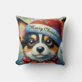 Christmas Corgi Hund Welpe Weihnachtsmannmütze Sai Kissen