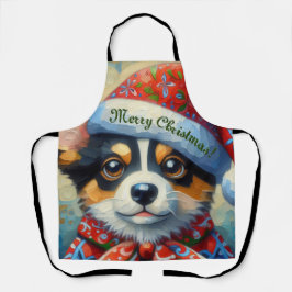 Christmas Corgi Hund Welpe Weihnachtsmannmütze Sai Schürze