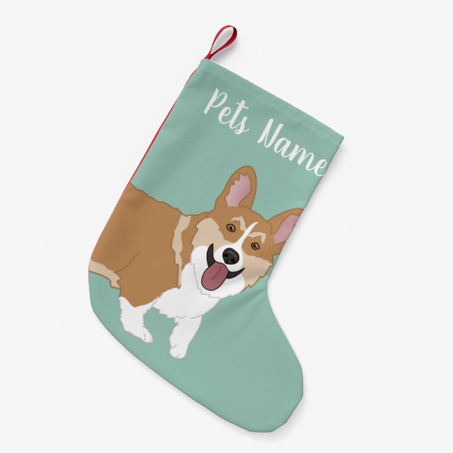 Christmas Corgi Kleiner Weihnachtsstrumpf (Vorderansicht (hängend))