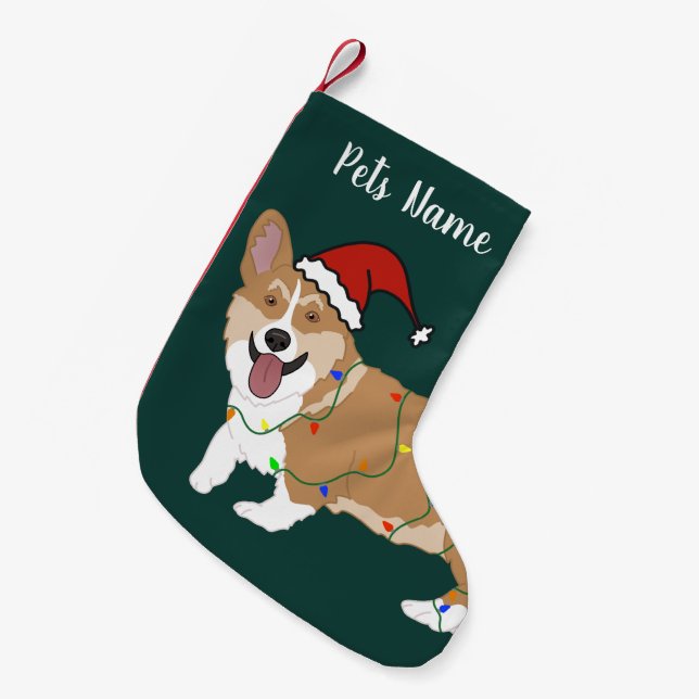 Christmas Corgi Kleiner Weihnachtsstrumpf (Vorderansicht (hängend))