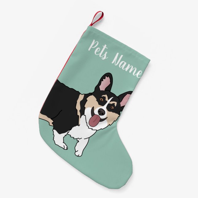 Christmas Corgi Kleiner Weihnachtsstrumpf (Vorderansicht (hängend))