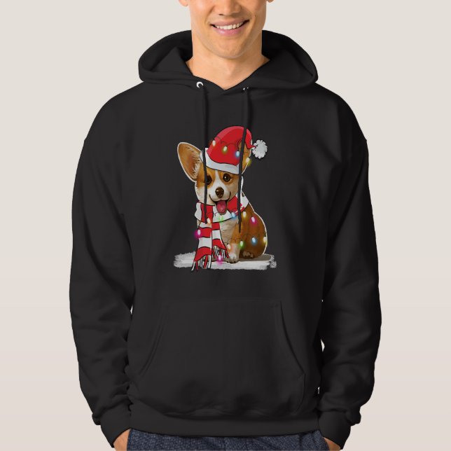Christmas Corgi lights Santa  For Men Women Boys G Hoodie (Vorderseite)