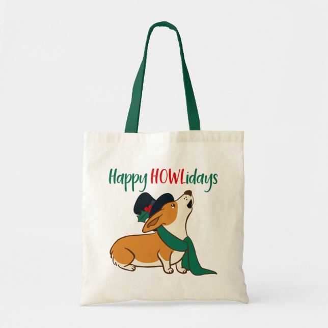 Christmas Corgi singt Tote Bag Tragetasche (Vorne)