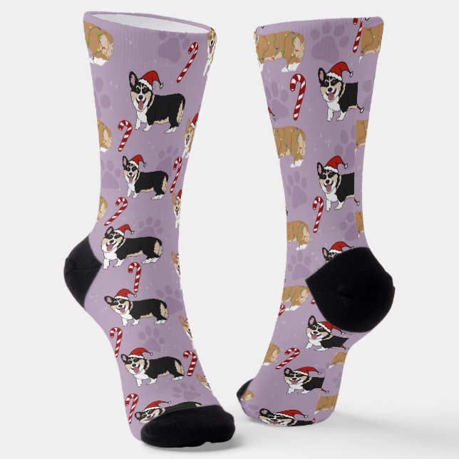 Christmas Corgi Socken (Gewinkelt)