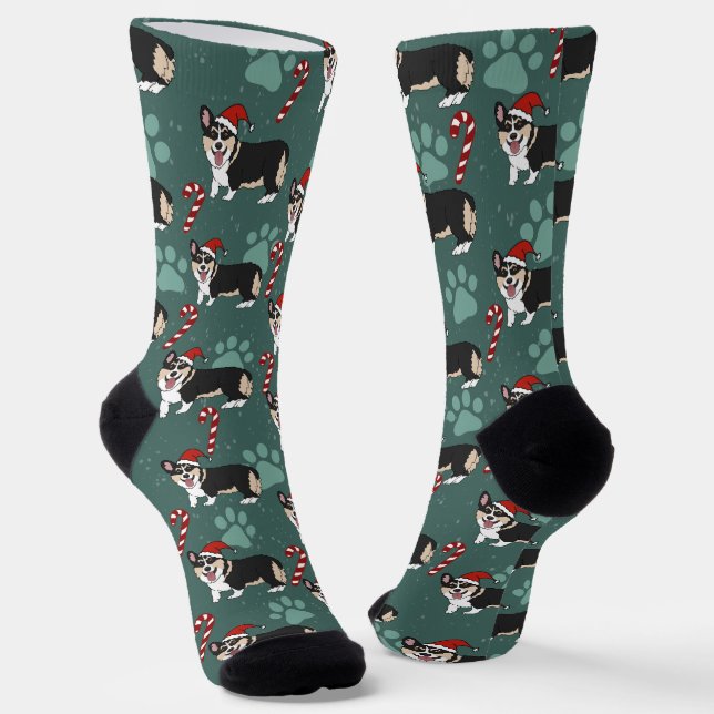 Christmas Corgi Socken (Gewinkelt)