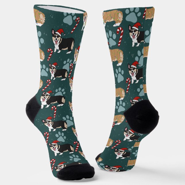 Christmas Corgi Socken (Gewinkelt)