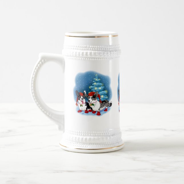 Christmas Corgis Bierglas (Links)