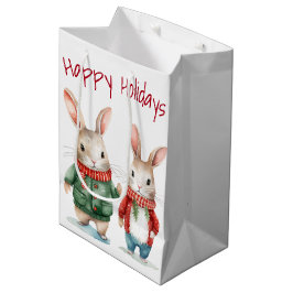 Christmas Cottontail Rabbit Couple Mittlere Geschenktüte