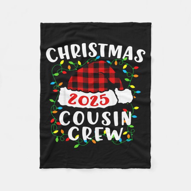 Christmas Cousin Crew 2025 Plaid Santa Hat Xmas Li Fleecedecke (Vorderseite)