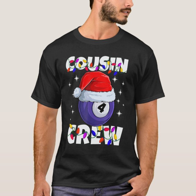 Christmas Cousin Crew 4 Ball Billiard Pajamas Fami T-Shirt (Vorderseite)