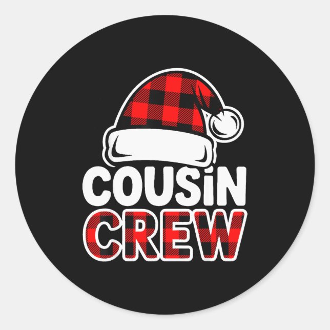 Christmas Cousin Crew Buffalo Red Plaid Pajamas Fa Runder Aufkleber (Vorderseite)