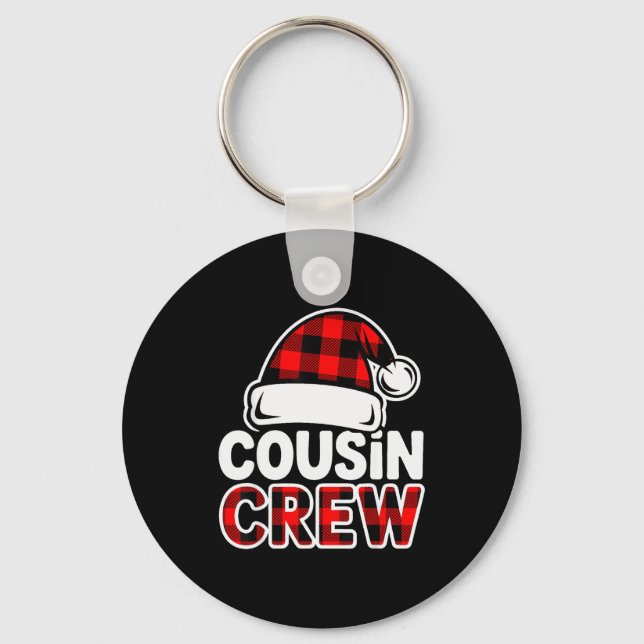 Christmas Cousin Crew Buffalo Red Plaid Pajamas Fa Schlüsselanhänger (Vorderseite)