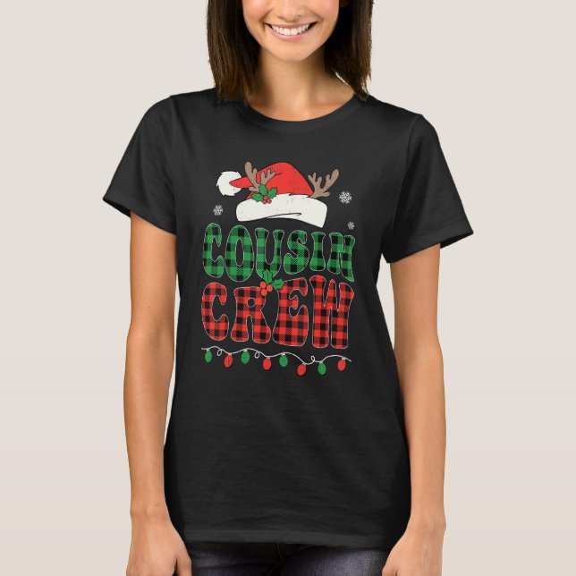 Christmas Cousin Crew Buffalo Red Plaid Santa Xmas T-Shirt (Vorderseite)