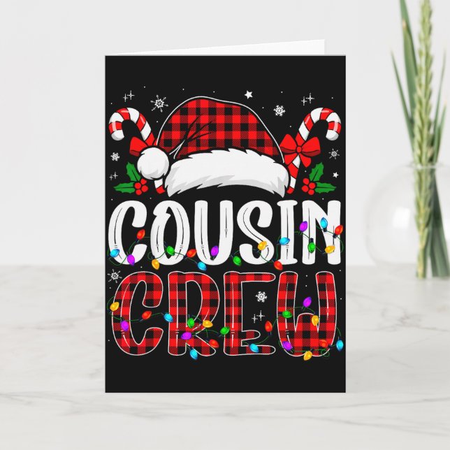Christmas Cousin Crew Red Plaid Family Matching Xm Karte (Vorderseite)