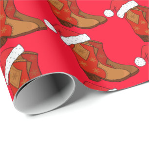 Christmas Cowboy Boots Country Western Cowgirl Geschenkpapier