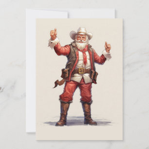 Christmas Cowboy Santa Claus Vintag Feiertagskarte