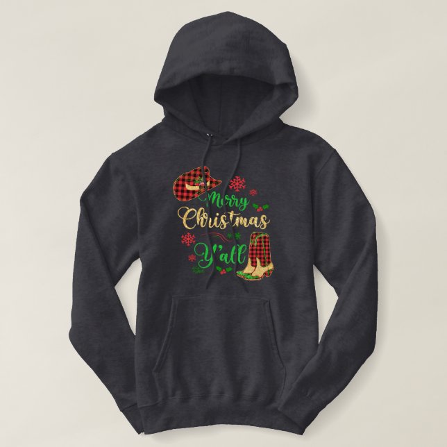 Christmas Cowgirl Hat & Boots Hoodie Sweatshirt (Design vorne)