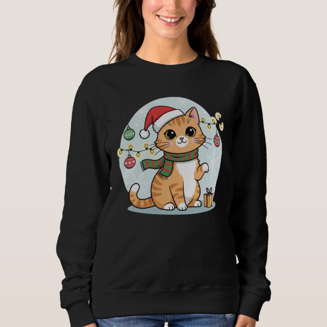  Christmas Cozy Santa Kitty T-Shirt Sweatshirt (Vorderseite)