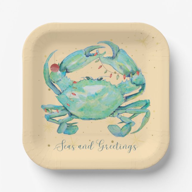 Christmas Crab Beach Pappteller (Vorderseite)