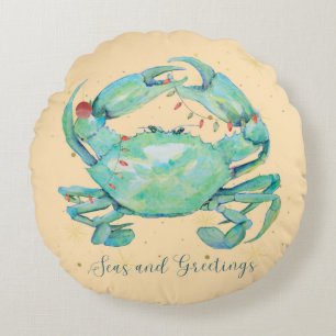 Christmas Crab Beach Rundes Kissen