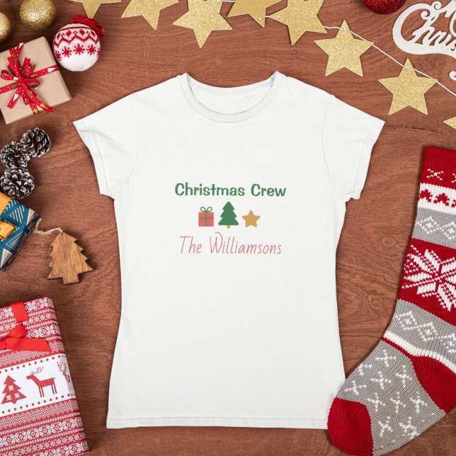 Christmas Crew Personalized Family Holiday T-Shirt (Von Creator hochgeladen)