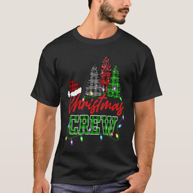 Christmas Crew Three Tree Buffalo Plaid Matching F T-Shirt (Vorderseite)