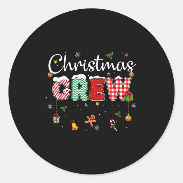 Christmas Crew Xmas Lights Family Matching Pajamas Runder Aufkleber (Vorderseite)