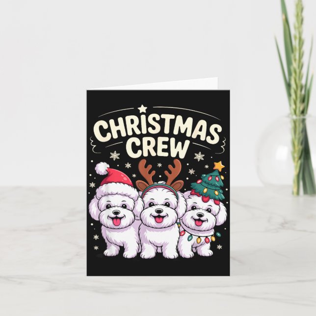 Christmas Crew Xmas Puppy Dog Funny Christmas Bich Karte (Vorderseite)