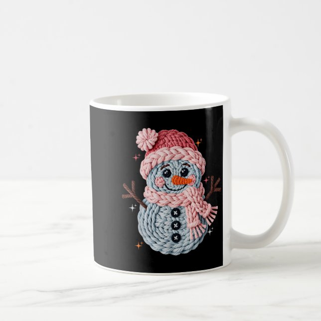 Christmas Crochet Faux Yarn Crochet Snowman Funny  Kaffeetasse (Rechts)