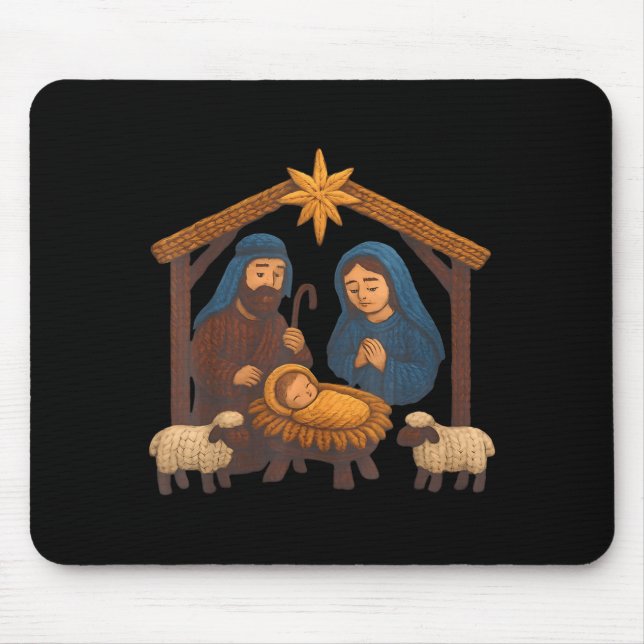 Christmas Crochet Jesus Christmas Faux Yarn Sewing Mousepad (Vorne)