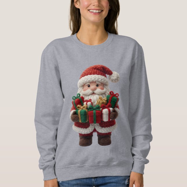 Christmas Crochet Santa Women’s Sweatshirt – Cute  (Vorderseite)