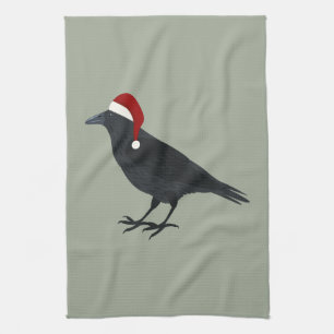 Christmas Crow Geschirrtuch