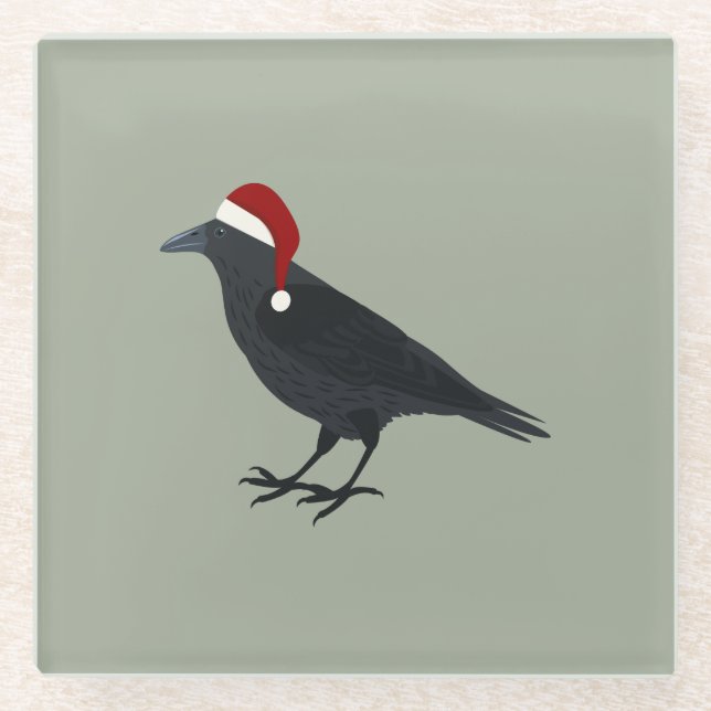 Christmas Crow Glasuntersetzer (Vorderseite)