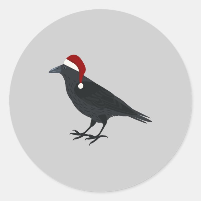 Christmas Crow Runder Aufkleber (Vorderseite)