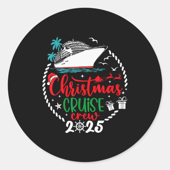 Christmas Cruise Crew 2025 Xmas Family Pajamas Hol Runder Aufkleber (Vorderseite)