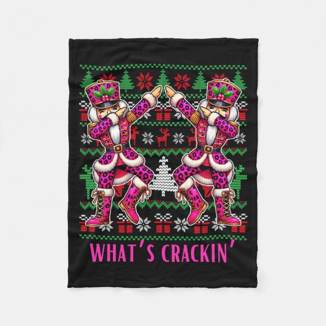 Christmas Crushing It Nutcracker - Funny Retro Ugl Fleecedecke (Vorderseite)