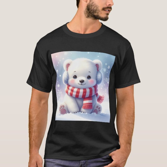 Christmas Cub: Cozy Polar Bear in a Snowy Wonder T-Shirt (Vorderseite)