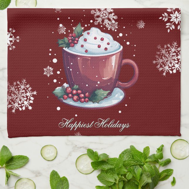 Christmas Cup of Hot Chocolate | Red Geschirrtuch (Gefaltet)