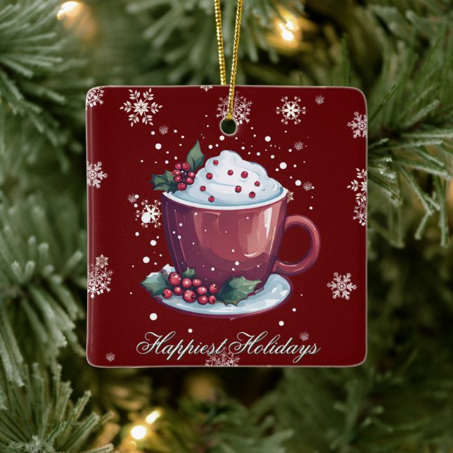 Christmas Cup of Hot Chocolate | Red Keramikornament (Baum)