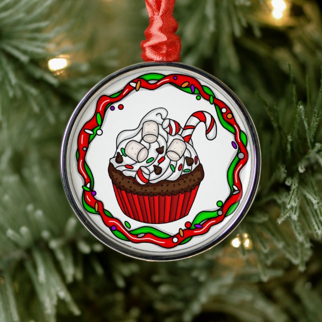 \Christmas Cupcake mit Candy Cane Ornament Aus Metall (Baum)