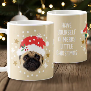 Christmas Custom Foto Funny Elf Santa Pet Beige Kaffeetasse